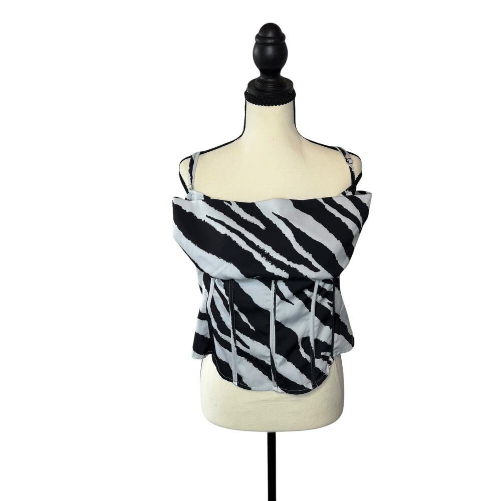 PrettyLittleThing Zebra Print Corset Cami Top Plus Size US 22 UK 26 Y2K